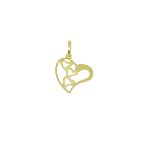 Pingente Cora��es Vazados em Ouro 18 Kilates � 25338